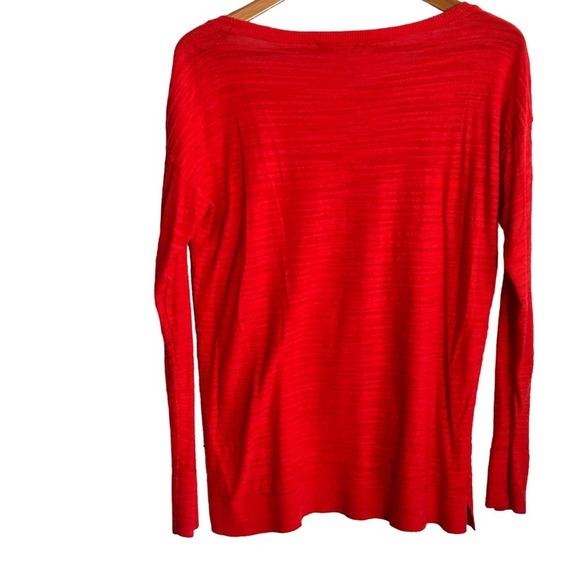 Ann Taylor LOFT Textured Knit Sweater M Coral Red - Picture 3 of 4